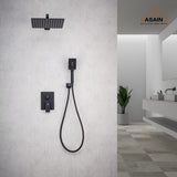 3-Spray Pattern 10 in. Wall Mount Shower System Shower Head and Functional Handheld, Matte Black (Valve Included) - 10 inch