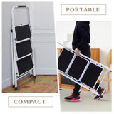 3 Step Ladder Folding Step Stool for Adults with Top Handrail 330 Lbs Capacity, Lightweight & Portable Step 3 Stool Ladders