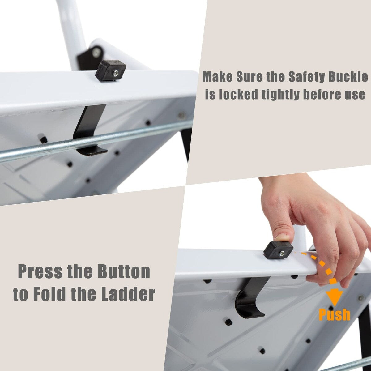3 Step Ladder Folding Step Stool for Adults with Top Handrail 330 Lbs Capacity, Lightweight & Portable Step 3 Stool Ladders
