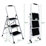 3 Step Ladder Folding Step Stool for Adults with Top Handrail 330 Lbs Capacity, Lightweight & Portable Step 3 Stool Ladders
