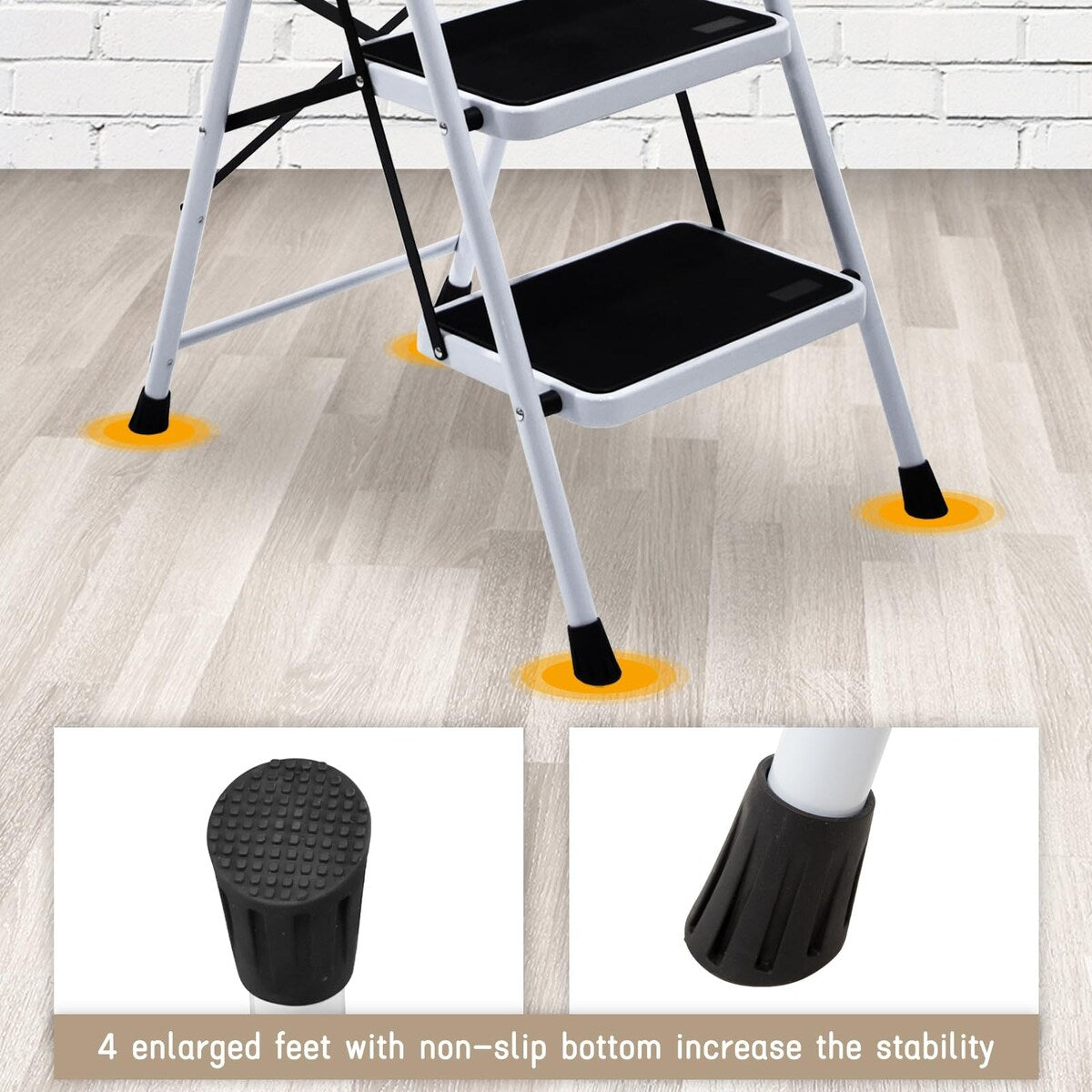 3 Step Ladder Folding Step Stool for Adults with Top Handrail 330 Lbs Capacity, Lightweight & Portable Step 3 Stool Ladders