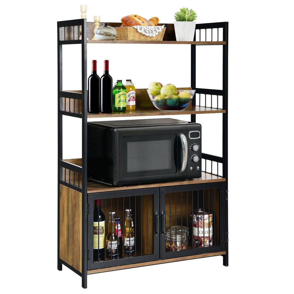 3-Tier Baker's Rack with Storage Cabinet