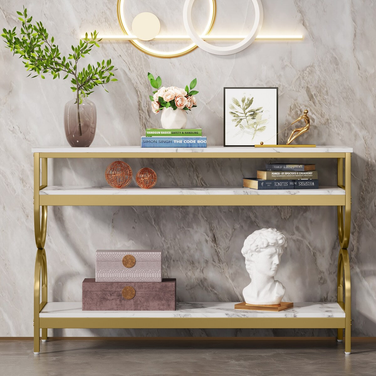 Elegant console table for entryway top