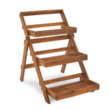 3-Tier Foldable Acacia Wood Plant Stand