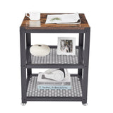 Nestfair 3 Tier Heavy-Duty Steel Frame End Table Side Table with Wheels