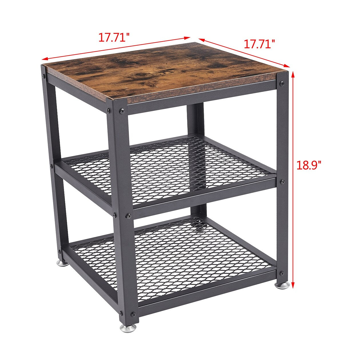 Nestfair 3 Tier Heavy-Duty Steel Frame End Table Side Table with Wheels