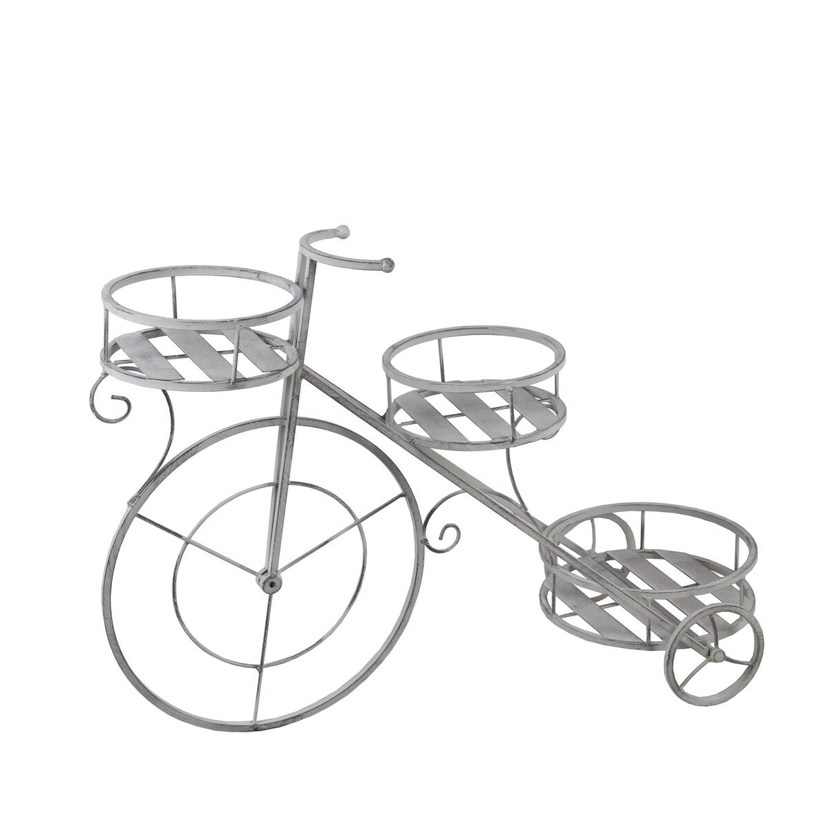 3 Tier Industrial Style Bicycle Design Metal Planter, Washed White