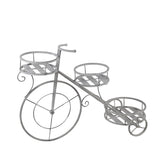 3 Tier Industrial Style Bicycle Design Metal Planter, Washed White