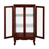 3-Tier Lighted Curio Display Cabinet with Adjustable Shelves and Tempered Glass Doors,Bulb not included
