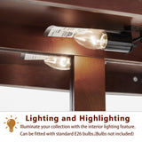 3-Tier Lighted Curio Display Cabinet with Adjustable Shelves and Tempered Glass Doors,Bulb not included