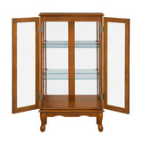 3-Tier Lighted Curio Display Cabinet with Adjustable Shelves and Tempered Glass Doors,Bulb not included