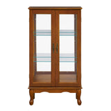 3-Tier Lighted Curio Display Cabinet with Adjustable Shelves and Tempered Glass Doors,Bulb not included