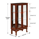 3-Tier Lighted Curio Display Cabinet with Adjustable Shelves and Tempered Glass Doors,Bulb not included