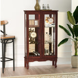 3-Tier Lighted Curio Display Cabinet with Adjustable Shelves and Tempered Glass Doors,Bulb not included