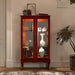 3-Tier Lighted Curio Display Cabinet with Adjustable Shelves and Tempered Glass Doors,Bulb not included