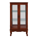 3-Tier Lighted Curio Display Cabinet with Adjustable Shelves and Tempered Glass Doors,Bulb not included