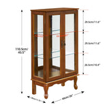 3-Tier Lighted Curio Display Cabinet with Adjustable Shelves and Tempered Glass Doors,Bulb not included