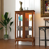 3-Tier Lighted Curio Display Cabinet with Adjustable Shelves and Tempered Glass Doors,Bulb not included