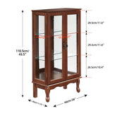 3-Tier Lighted Curio Display Cabinet with Adjustable Shelves and Tempered Glass Doors,Bulb not included