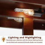 3-Tier Lighted Curio Display Cabinet with Adjustable Shelves and Tempered Glass Doors,Bulb not included