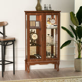 3-Tier Lighted Curio Display Cabinet with Adjustable Shelves and Tempered Glass Doors,Bulb not included