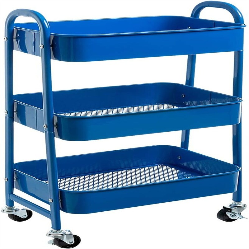 3 Tier Metal Utility Cart - 15.35"D x 11.42"W x 27.5"H