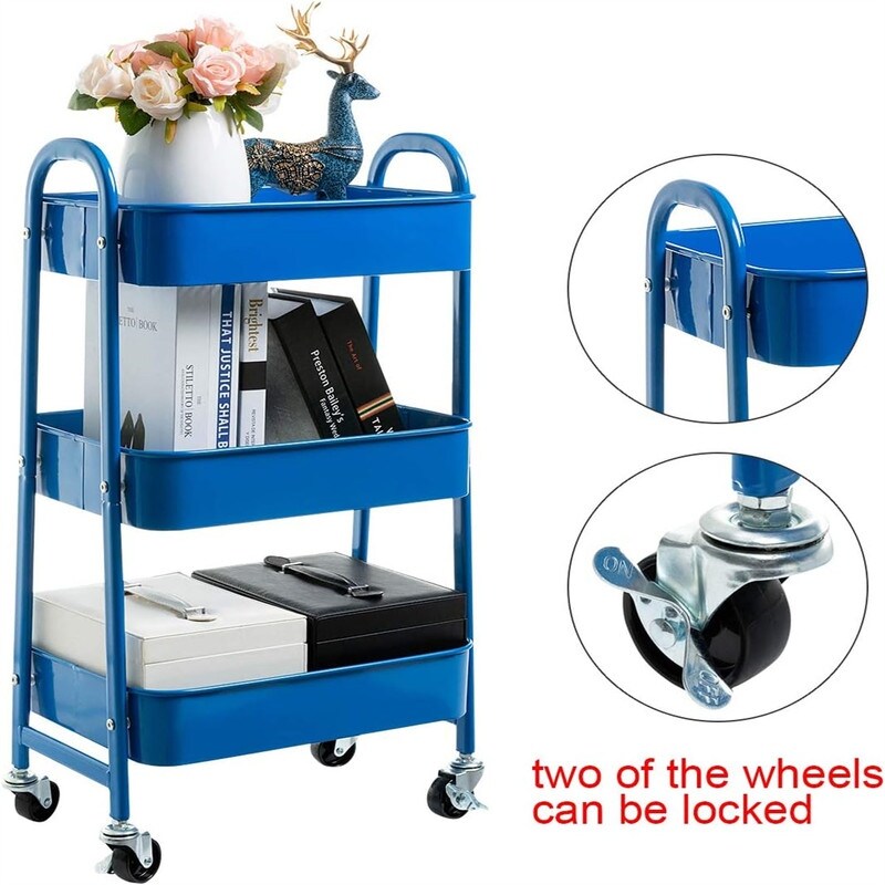 3 Tier Metal Utility Cart - 15.35"D x 11.42"W x 27.5"H