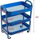 3 Tier Metal Utility Cart - 15.35"D x 11.42"W x 27.5"H