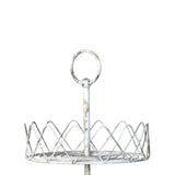 3 Tier Metal Wire Stand with Lattice Design Sides, Antique White