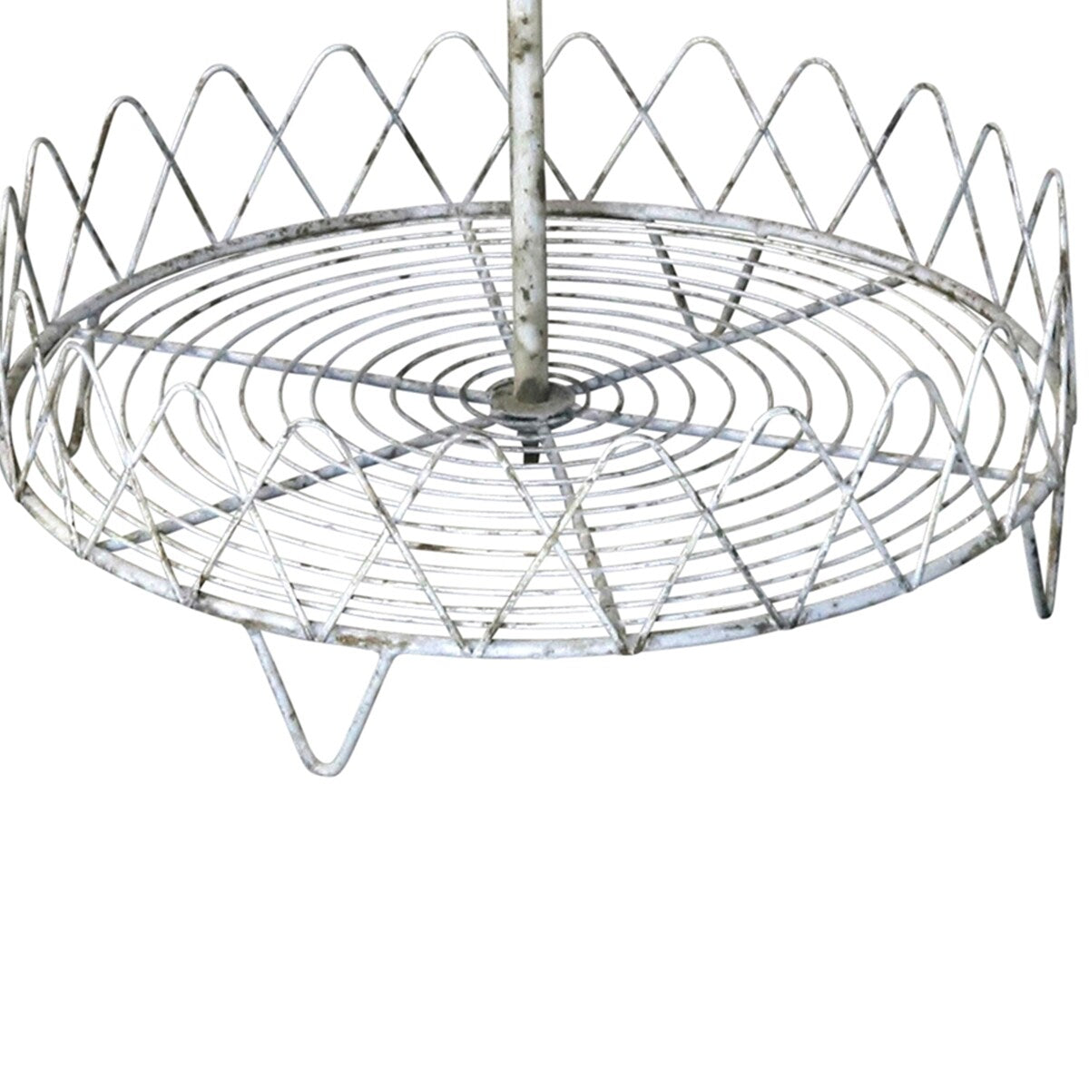 3 Tier Metal Wire Stand with Lattice Design Sides, Antique White