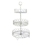 3 Tier Metal Wire Stand with Lattice Design Sides, Antique White