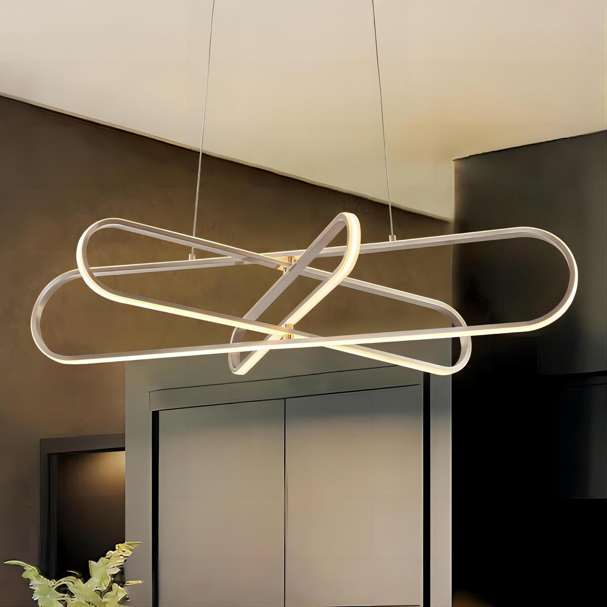 3-Tier Modern Linear Sputnik Geometric LED Pendant Light Circle Ring Adjustable Integrated LED Chandelier