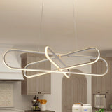 3-Tier Modern Linear Sputnik Geometric LED Pendant Light Circle Ring Adjustable Integrated LED Chandelier