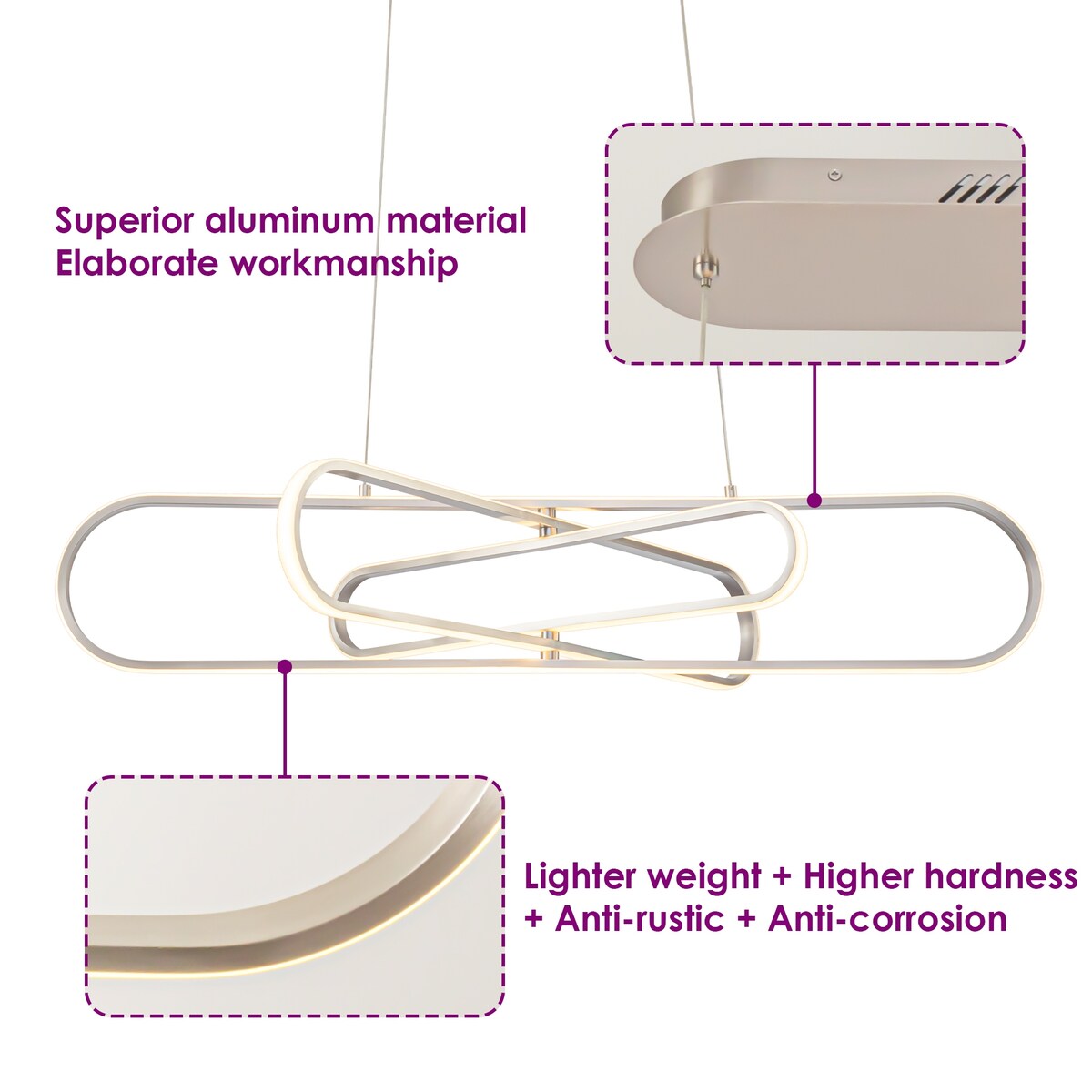 3-Tier Modern Linear Sputnik Geometric LED Pendant Light Circle Ring Adjustable Integrated LED Chandelier