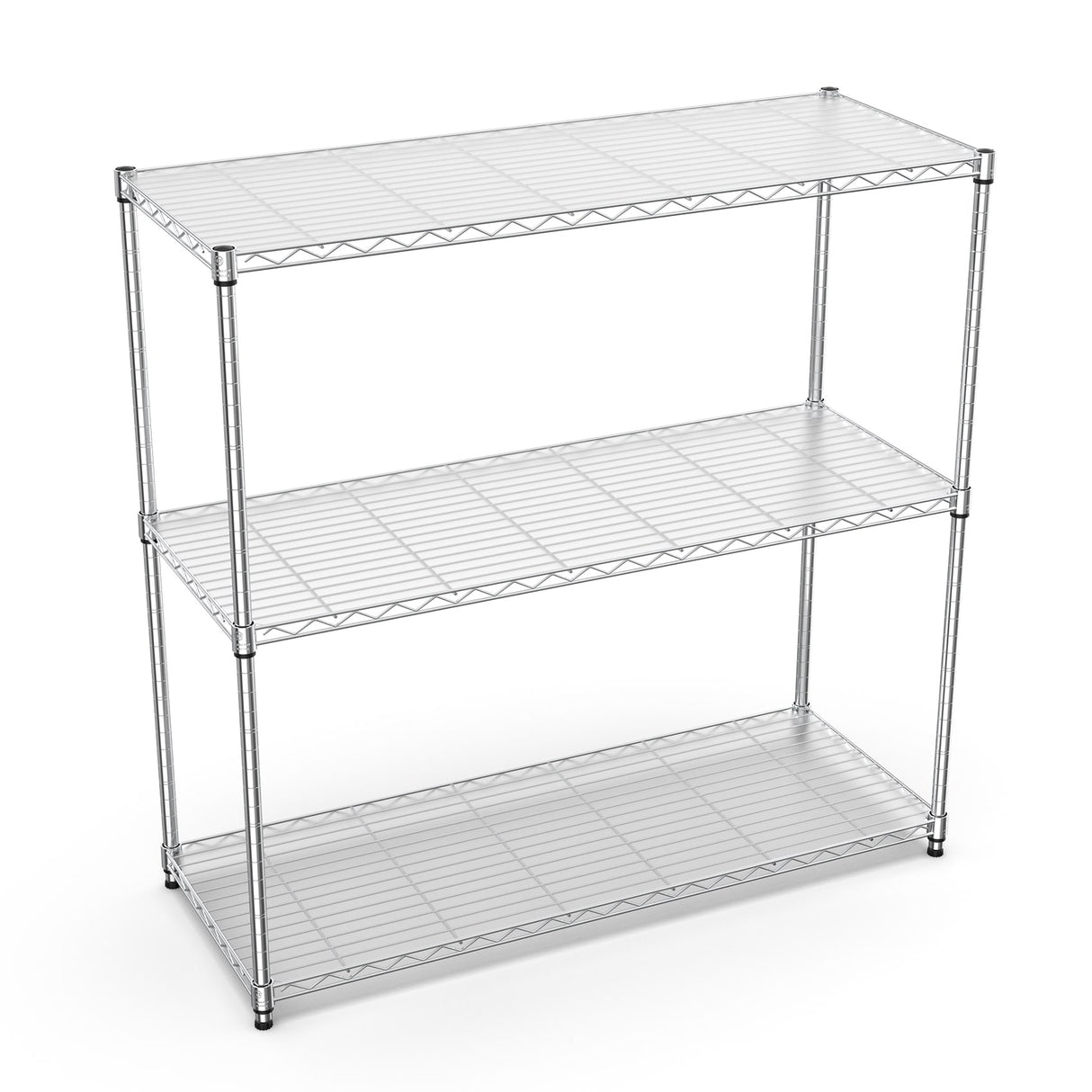 3 Tier NSF Certified Wire Shelving Unit - Iron and Plastic Construction with Heavy-Duty Load Capacity