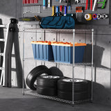 3 Tier NSF Certified Wire Shelving Unit - Iron and Plastic Construction with Heavy-Duty Load Capacity