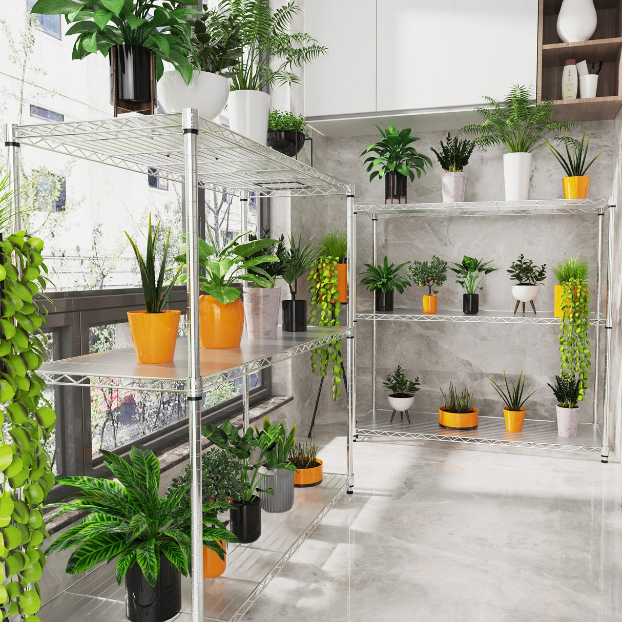 3 Tier NSF Certified Wire Shelving Unit - Iron and Plastic Construction with Heavy-Duty Load Capacity