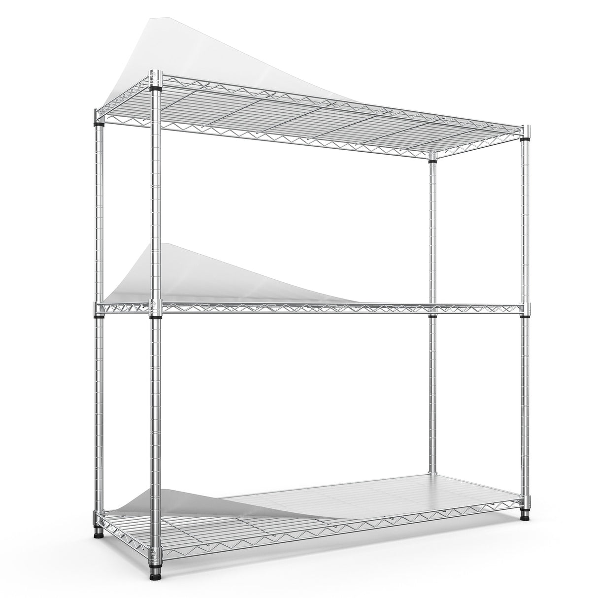 3 Tier NSF Certified Wire Shelving Unit - Iron and Plastic Construction with Heavy-Duty Load Capacity