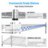 3 Tier NSF Certified Wire Shelving Unit - Iron and Plastic Construction with Heavy-Duty Load Capacity