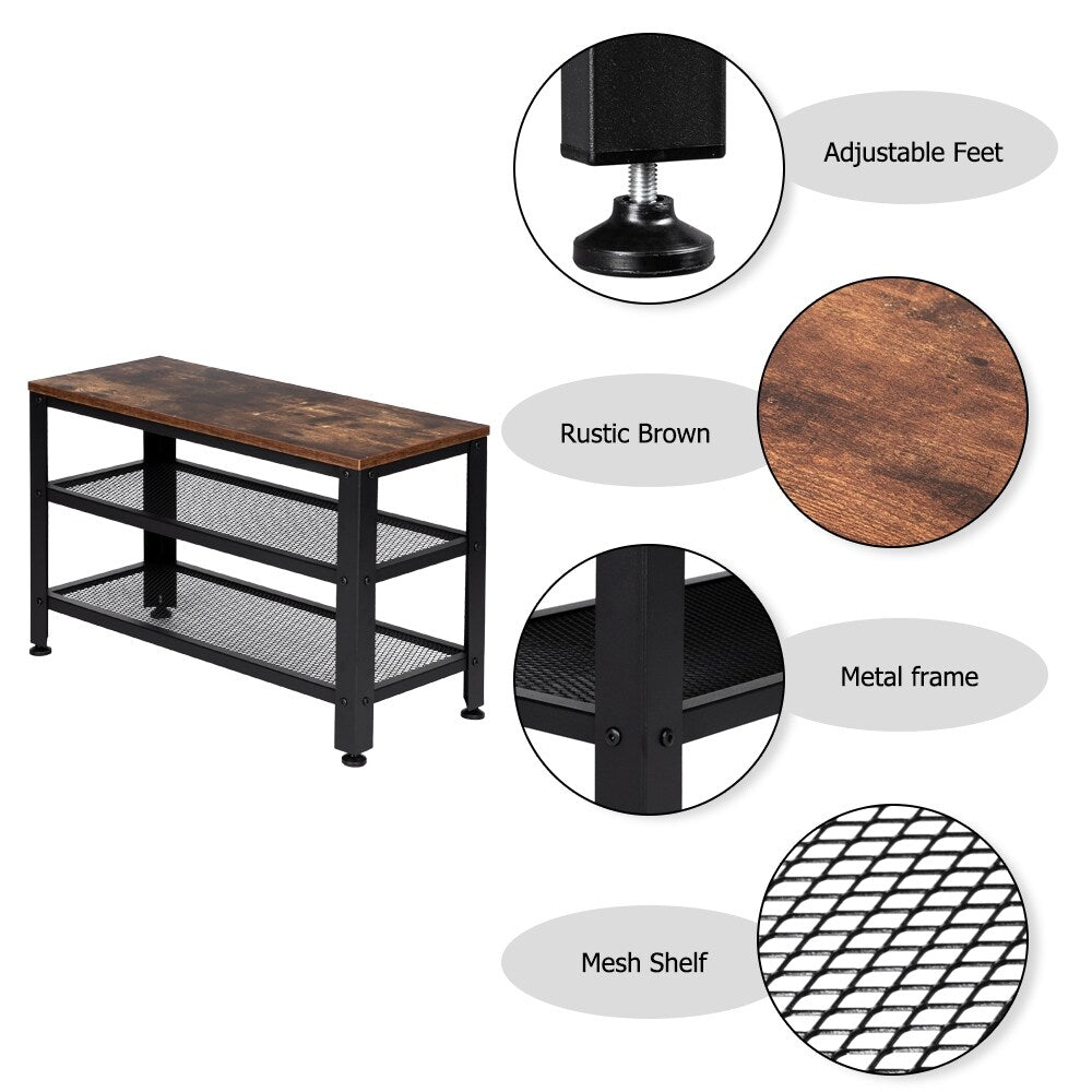 3-Tier Shoe Rack Bench. Holds Up to 400 lb Rack, for Entryway