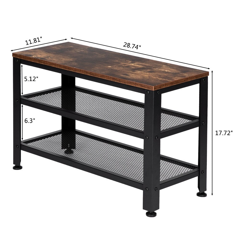 3-Tier Shoe Rack Bench. Holds Up to 400 lb Rack, for Entryway