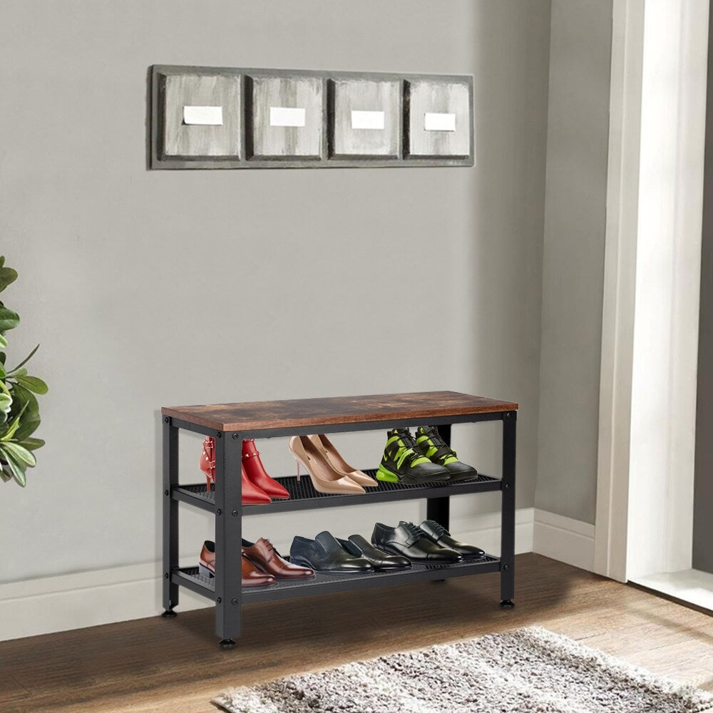 3-Tier Shoe Rack Bench. Holds Up to 400 lb Rack, for Entryway