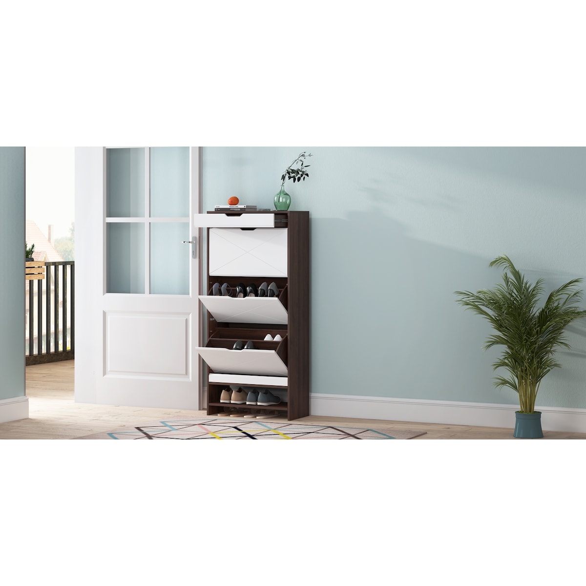 3 Tier Shoe Storage Cabinet with Draders