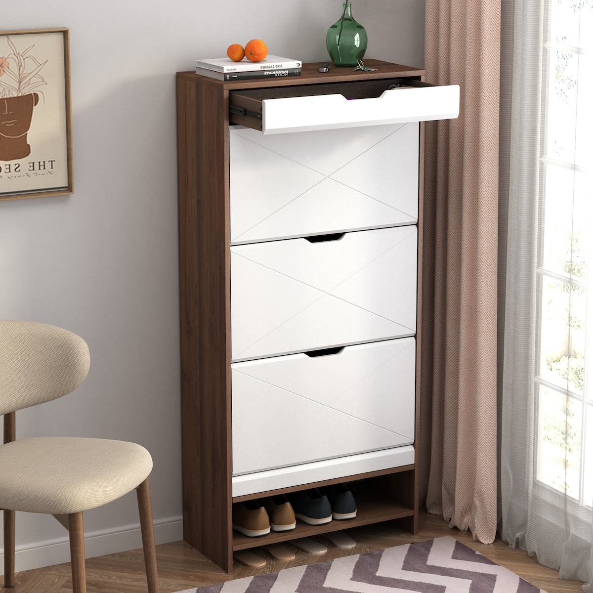 3 Tier Shoe Storage Cabinet with Draders