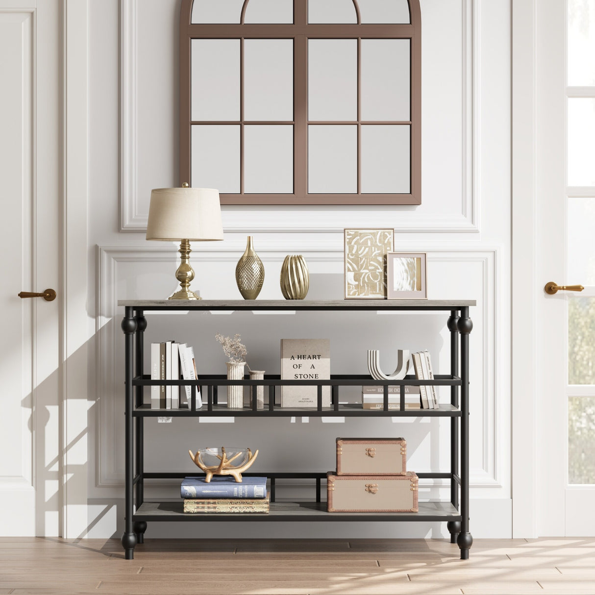 3-Tier Sofa Tables Narrow Entryway Table with Storage, 43"