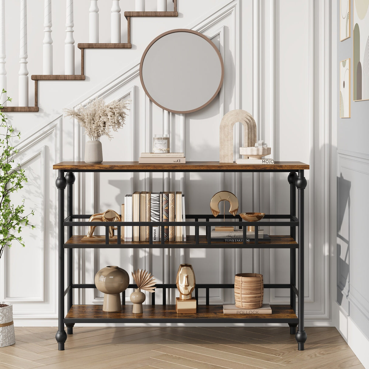 3-Tier Sofa Tables Narrow Entryway Table with Storage, 43"