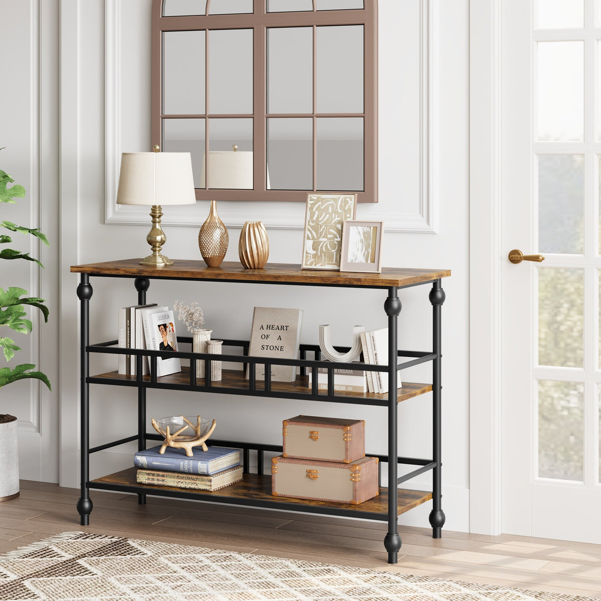 3-Tier Sofa Tables Narrow Entryway Table with Storage, 43"