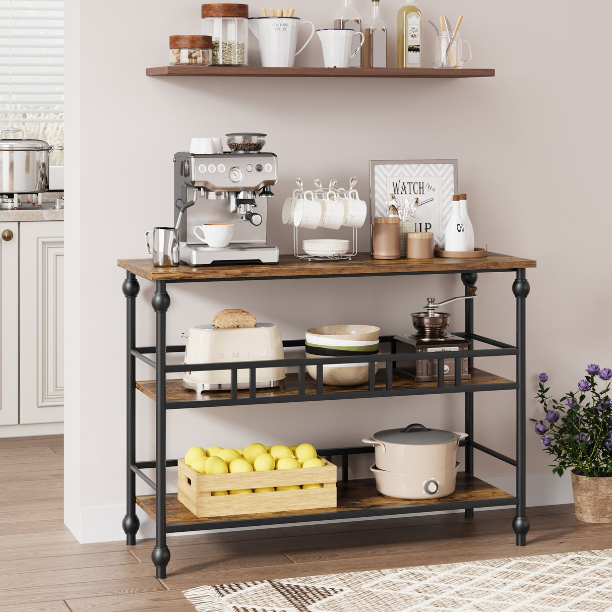 3-Tier Sofa Tables Narrow Entryway Table with Storage, 43"