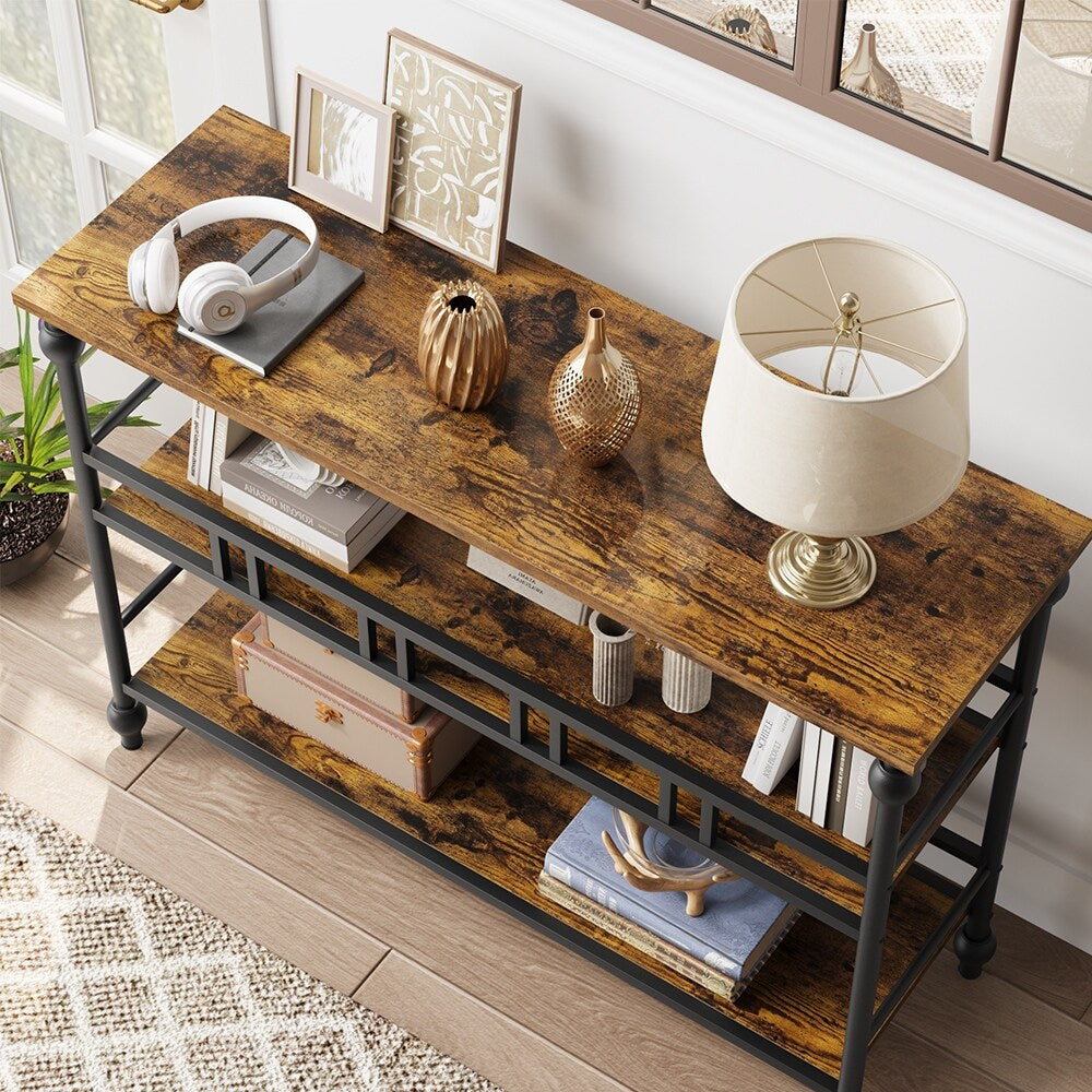 3-Tier Sofa Tables Narrow Entryway Table with Storage, 43"