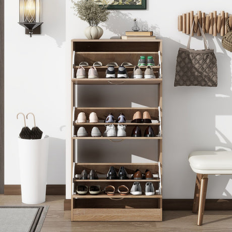 3-Tier Wood Shoe Rack Storage Organizer for Entryway